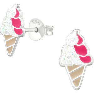 Joy|S - Zilveren ijsje oorbellen - kinderoorbellen