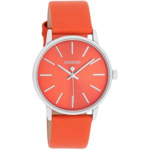 OOZOO Timepieces - Oranje horloge met oranje leren band - C11062