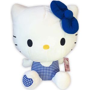 Hello Kitty (Blauw) Picknick Pluche Knuffel 40 cm {Hello Kitty Gingham Collection Plush - Speelgoed Knuffeldier Knuffelpop voor kinderen jongens meisjes | Hello Kity Kat Cat Plush Toy}