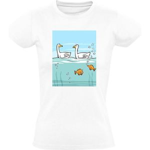 Zwaan laat een scheet Dames T-shirt - vis - grapje - eend - grappig