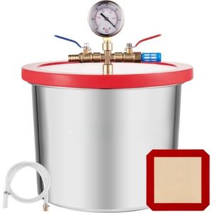 Happyment Vacuumkamer - 8 Liter - Met Drukmeter - RVS - Grijs
