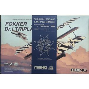 1:24 MENG QS003S Fokker Dr.I Triplane & Blue Max Medal - Limited Edition! Plastic Modelbouwpakket