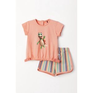 Woody pyjama meisjes - roze - schildpad - 231-3-BST-S/491 - maat 74