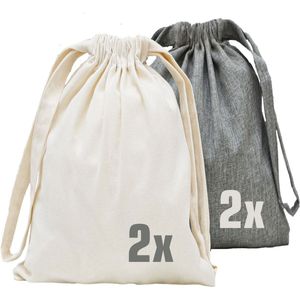 Set van 4 Kerstcadeauzakjes Nordic Stijl - 32x32 Stoffen Kerstmis Zakken Groot