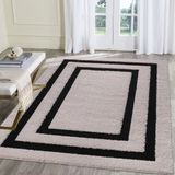 Luxus Shaggy Plus Hoogpolig Vloerkleed - Modern Geometrisch Design - Creme/Zwart - Rechthoekig - Zacht en Luxe Tapijt- 200x280 CM