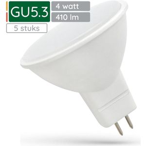 Spectrum LED Lamp GU5.3 4W - 12V - 410 Lumen - 3000K Warm Wit - Gezellig licht - Energiezuinig - 5 stuks