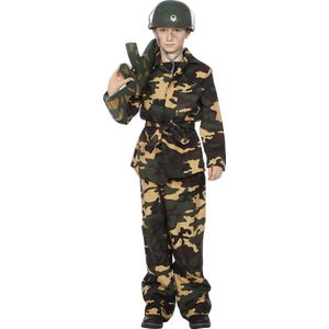 Carnavalskleding Soldaat Camouflage groen jongen Maat 152