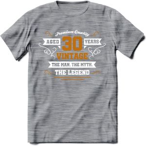 30 Jaar Legend T-Shirt | Goud - Wit | Grappig Verjaardag en Feest Cadeau Shirt | Dames - Heren - Unisex | Tshirt Kleding Kado | - Donker Grijs - Gemaleerd - XXL