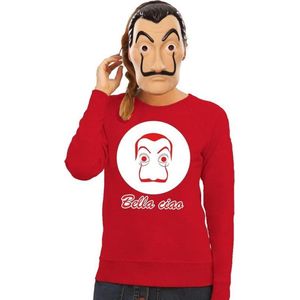 Rood Salvador Dali sweatshirt maat XL - met La Casa de Papel masker voor dames - kostuum