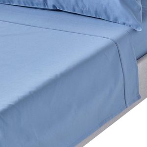 Homescapes luxe laken zonder elastiek 180 x 290 cm, blauw - 100% Egyptisch katoen