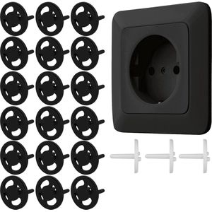 Set van 21 stuks Stekkerbescherming Kinderbeveiliging met Sleutelset - Zwart stopcontact beveiliging