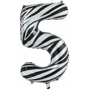 Wefiesta Folieballon Cijfer 5 Zebra 86 Cm Zwart/wit