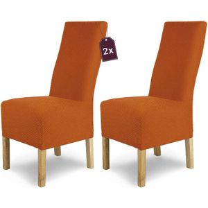 Stretch lange stoelhoezen, set van 2, oranje-terra, elastische flanellen stoelhoezen, schommelstoelen, stretchhoes, stoelsprei als elegante beschermhoes