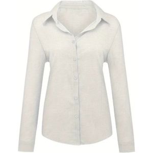 Bovista Linnen Blouse Dames - T-Shirt - Polo - Overhemd - Shirt - Zomer - Ibiza Stijl - Wit - Maat XXL