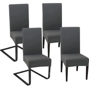 Stretch stoelhoezen set van 4 - Universele polyester stoelhoezen voor eetkamer, hotel, banket, feestdecoratie en bruiloft - Antraciet Stoelhoezen