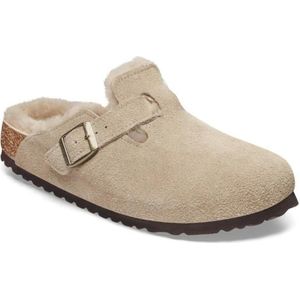 Birkenstock Boston Shearling Suede Leather/Fur Taupe