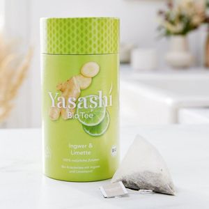 Yasashi kruidenthee Gember & Limoen 16 theezakjes - Ingwer & Limette - 100% natuurlijke ingrediënten - Thee op volledig natuurlijke basis met milieuvriendelijke verpakking - Vegan