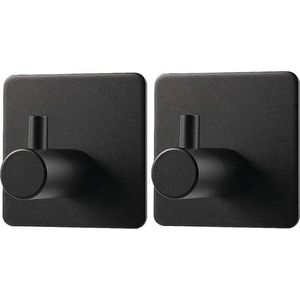 Handdoekhaakjes Zelfklevend haakjes - 2 Stuks - Handdoekhaak - Zwart
