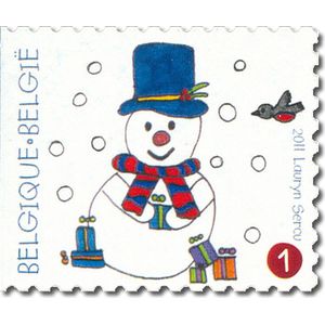 BPost - Kerst BE - 10 postzegels tarief 1 - Verzending België - Sneeuwman - kerstzegels