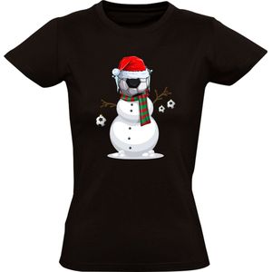 Voetbal Sneeuwpop Dames T-shirt -Foute Kersttrui - Fout kerst shirt - Kerstmis