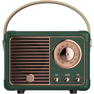 Retro Bluetooth-luidspreker, vintage luidspreker met ouderwetse klassieke stijl, luid volume, Bluetooth 5.0 draadloze verbinding, ondersteuning tf-kaart, u-schijf en AUX-audio-ingang (groen) - Duurzame groene vintage radio