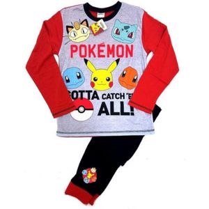 Pokémon pyjama - maat 134/140 - Pokemon Pikachu pyama - rood met zwart