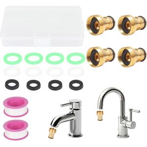 4 Stuks Slangaansluitingen en Kraanadapter voor Tuinslangen - Universele Waterkraan Adapter met Afdichtingsringen