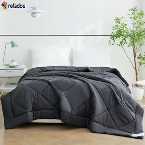 Retadou - Dekbed van 240 x 260 cm, zomerdekbed, XXL, 260 x 240, licht, dun, zacht, ademend zomerdekbed van 240 x 260 cm, dekbed, 150 g/m², microvezel, grijs (260 x 240 cm)