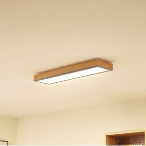 Lindby - LED plafondlamp- met dimmer - CCT - 1licht - IJzer, aluminium, MDF, acryl - H: 7.8 cm - grafietgrijs, licht hout, wit - Inclusief lichtbron