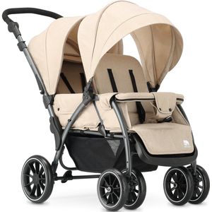 Deryan Luxe Elena Dubbele buggy- duo buggy – tandem buggy – Compact en lichtgewicht - Nougat
