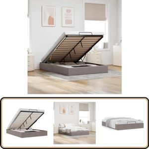vidaXL Bedframe zonder matras 140x200 cm stof taupe