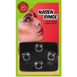 Nep neusringen 4x stuks - Carnaval/verkleedaccessoires - Nep/fop neusringen/piercings