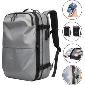 WoYoW® -Airbag Pro1- Vacuum Rugzak-60L- Zilver - Waterdicht backpack-24 inch Koffer Capaciteit-slot-17'' Laptop vak-handbagage rugtas- reistassen -49x32x15 /20 cm