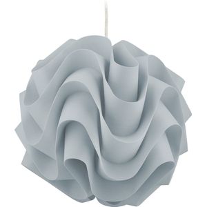 Relaxdays hanglamp stof - ronde pendellamp design - plafondlamp woonkamer - slaapkamer - Lichtgrijs