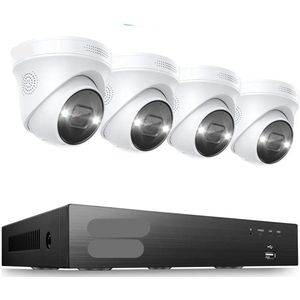 Beveiligingscamerasysteem - Openlucht - CCTV camerasysteem - 4K PoE - met 4x 8MP Camera’s - Waterdichte - Bewakingscamera - Beveiligingscamera - 8-Kanaals NVR - AI Detectie en 2TB Opslag - Uitbreidbaar tot 16 Camera’s
