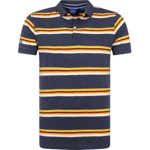 Superdry - Classic Polo Strepen Donkerblauw - Modern-fit - Heren Poloshirt Maat L
