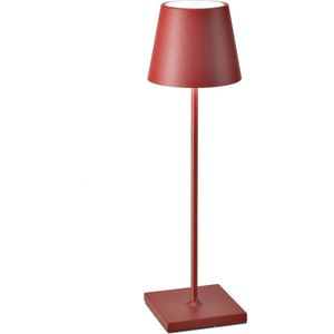 Oplaadbare Tafellamp - Rood - Verstelbaar - 38 CM - In EN Outdoor - IP54 - Oplaadbaar – Dimbaar – Waterdicht – Aluminium – 3 Lichtkleuren – Bureaulamp – Tafellamp Slaapkamer - tafellamp Woonkamer - Bureaulamp