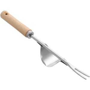 Onkruidsteker van roestvrij staal met houten handvat - Handig handsondeapparaat voor de tuin