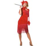 Wilbers & Wilbers - Jaren 20 Danseressen Kostuum - Ms 20-Red Charleston, Rood - Vrouw - Rood - Maat 48 - Carnavalskleding - Verkleedkleding