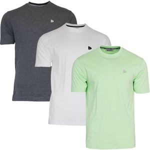 3-Pack Donnay T-shirt (599008) - Sportshirt - Heren - Charcoal-marl/White/Lemon green (577) - maat M