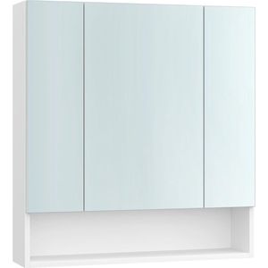 Signature Home Waze badkamerkast met 3 deuren - spiegelkast - Hangkastje open vak - Medicijnkastje verstelbare planken - wolkwit - 16,5 x 70 x 75 cm