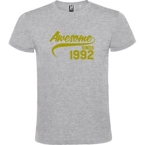Grijs T shirt met ""Awesome sinds 1992"" print Goud size XXXXL