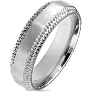 Ring Dames - Ringen Dames - Ringen Vrouwen - Ringen Mannen - Zilverkleurig - Heren Ring - Met Unieke Rand - Chisel