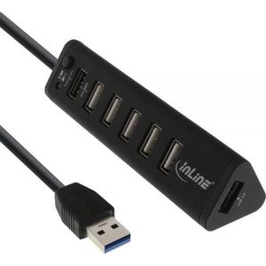 InLine Smart USB hub met 7 poorten - USB2.0/USB3.0 - busgevoed / zwart - 0,50 meter