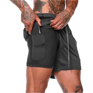 MW® - Sportbroek Heren - Fitnessbroek - Hardloopbroek - Sportkleding - 2 in 1 Shorts - (Zwart - L)