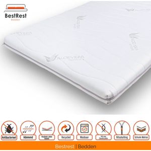 Topdekmatras Koudschuim HR - Aloe Vera - Circa 7cm dik - 90x200cm