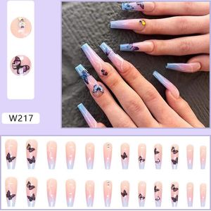 De 2 Lalas - Kunstnagels - nep nagels - plak nagels - diamandjes - steentjes - press on nails - 24 stuks - secondenlijm + nagelpatches - vijl - bokkepootje - alcoholdoekje