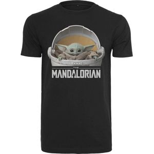 Merchcode Star Wars - Baby Yoda Mandalorian Logo Heren T-shirt - L - Zwart