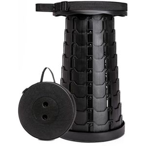Opvouwbare kruk – Festival stoel -Klapstoel - Festival kruk - kamperen - Telescoop kruk - krukje - draagbare kruk - Voetensteun - Tot 45cm - Zwart
