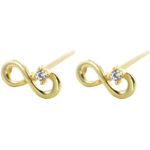 Silventi 9NBSAM-G190506 Gouden Oorknopjes - Zirkonia - Infinity - 5 x 2,8 mm - 14 Karaat - Goud